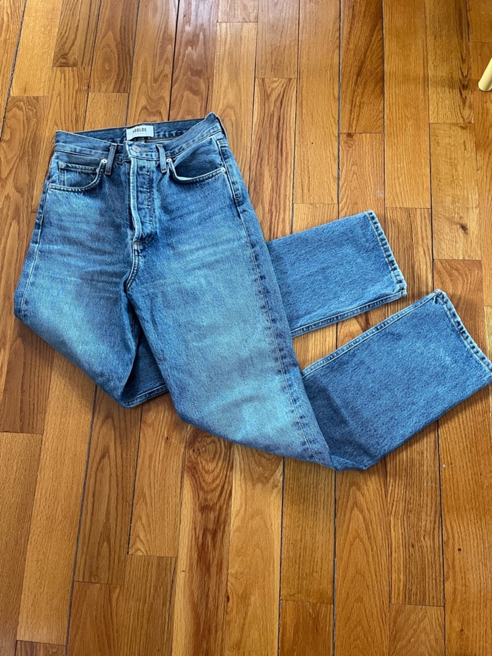 Agolde Straight-Leg Denim Jeans in Medium Blue